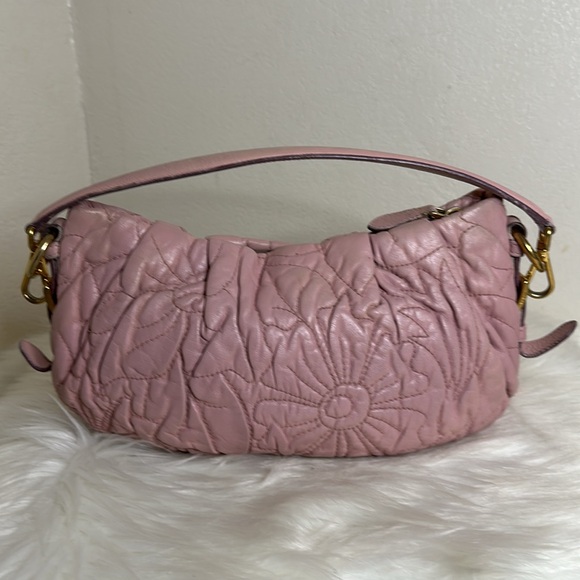 💯Authentic Prada Napa Stitches Hobo Pochette Shoulder Bag in Gold Hardware🍀 - Picture 8 of 17